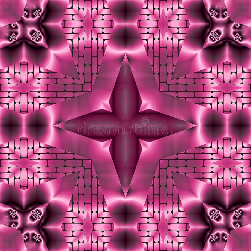 3d pink kaleidoscopic fractal graphic vector illustration