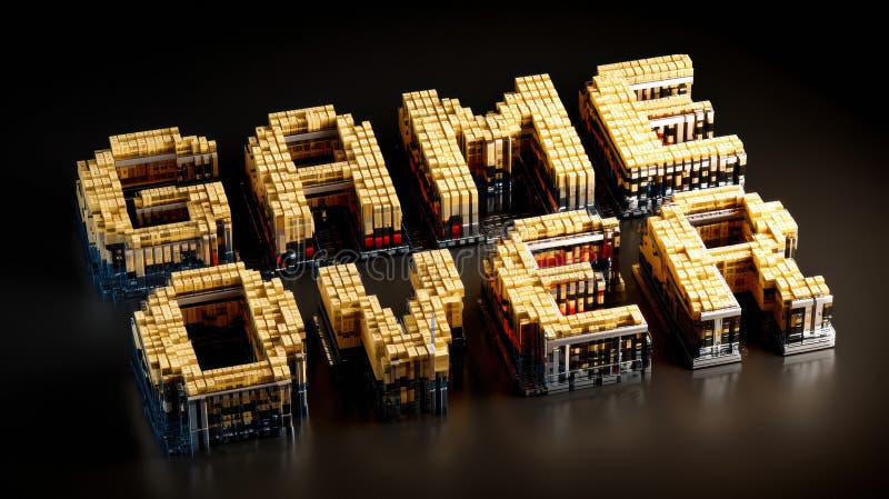 3D pixelated Game Over text with retro gaming aesthetic, featuring blocky, nostalgic design on dark background