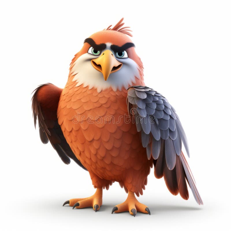 3 d pixelörn : arg fågelbild med mörkt orange och ljusbrons stil stock illustrationer
