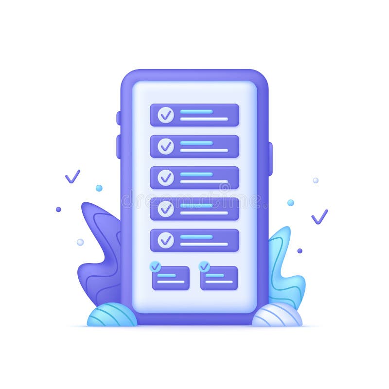 3D Planning concept. Project plan, level up concept, productivity solution icon, task management check list. stock illustration