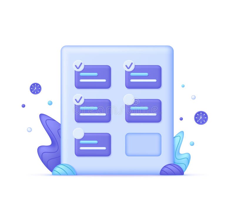 3D Planning concept. Project plan, level up concept, productivity solution icon, task management check list. royalty free illustration
