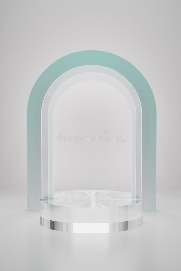 3D podium cilindric real fundal transparent sticlă mockup 3d redare. vector illustration
