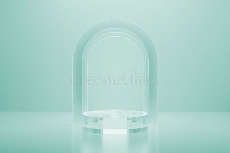 3D podium cilindric real fundal transparent sticlă mockup 3d redare. royalty free illustration
