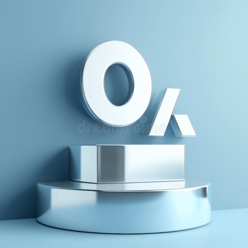 3D Podium mit der Zahl Null auf blauem Hintergrund. Vektor-Abbildung. stock abbildung