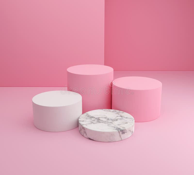 3d podium pe fond roz color 3d ilustrații de randare vector illustration