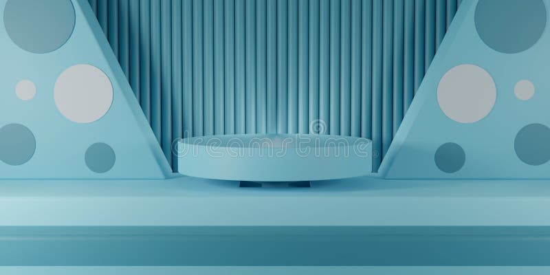 3d podium renderowania niebieskiego pustego cylindra. ilustracja wektor