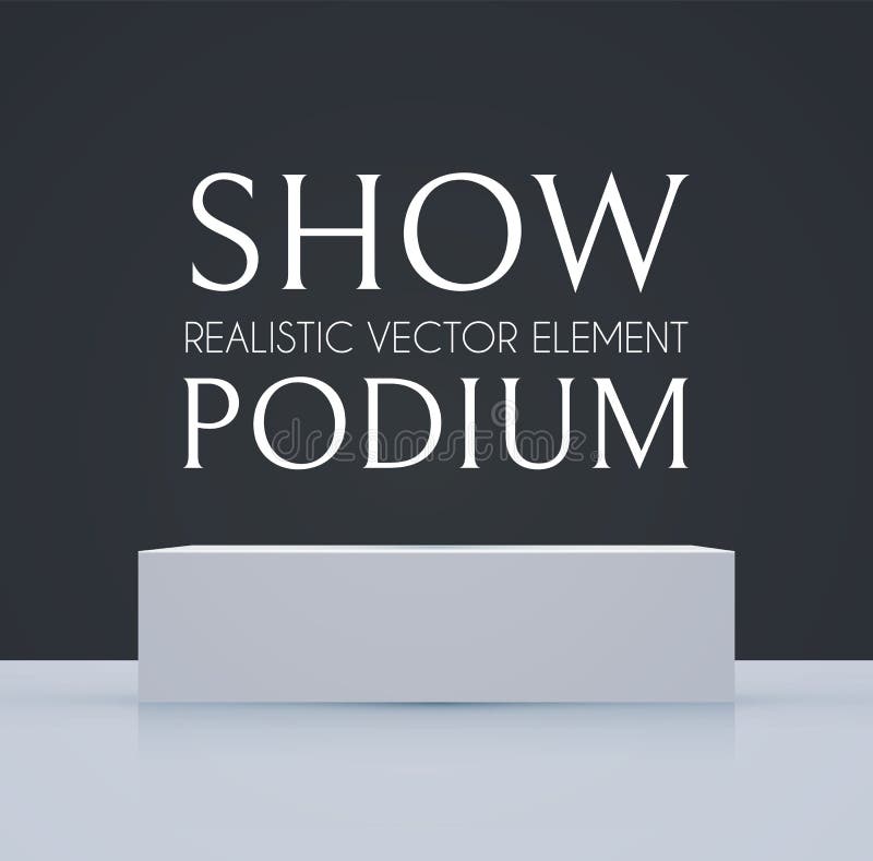 3D podium with soft reflection. Realistic minimal empty scene. Showcase and shelf. Trendy black and white empty stage stock illustration