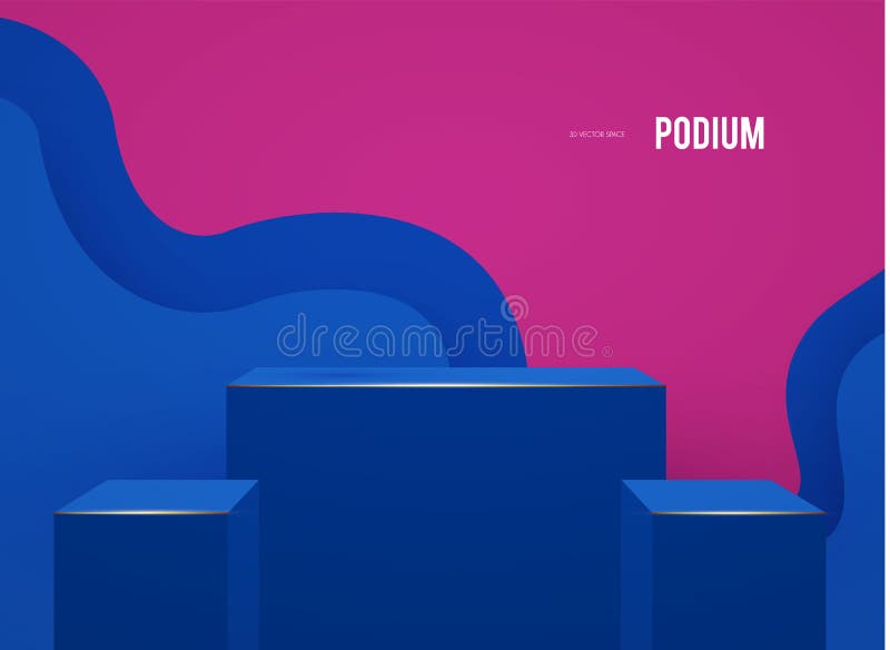 3D podium with wave background. Realistic minimal empty scene. Showcase and shelf. Trendy empty stage. royalty free illustration