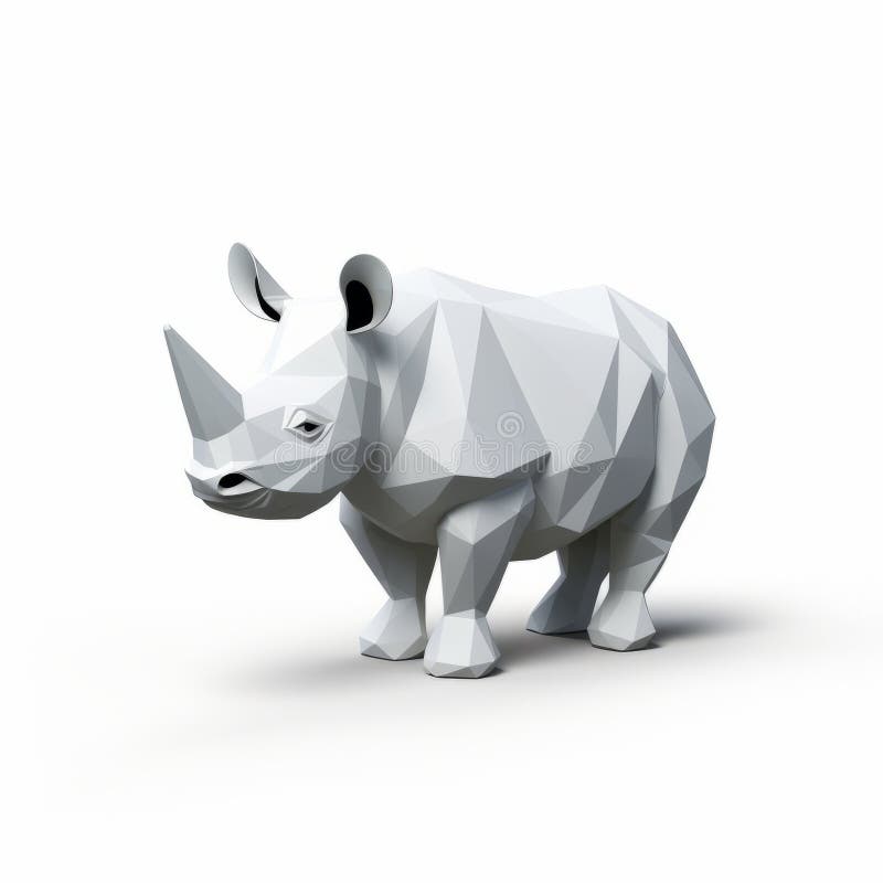 3d Polart rhino-logotyp : Minimalistisk design med natureinspirerad kamouflage vektor illustrationer