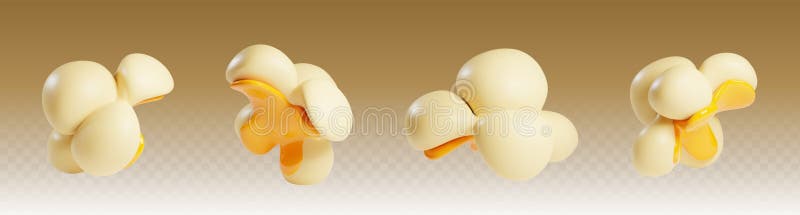 3D Popcorn isoliert. realistisches Kinokkernel-Symbol lizenzfreie abbildung