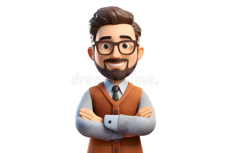 3d portrait of a school teacher, university lecturer. 3d avatar of a teacher on a white background. vector illustration