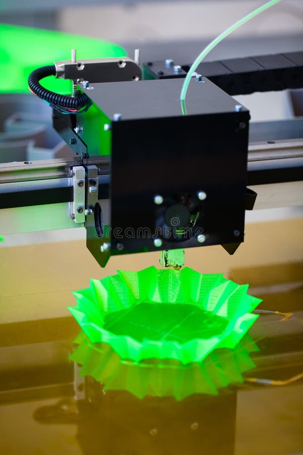 3d printer in action stock photo. Image of tech, manufacturing 56382346