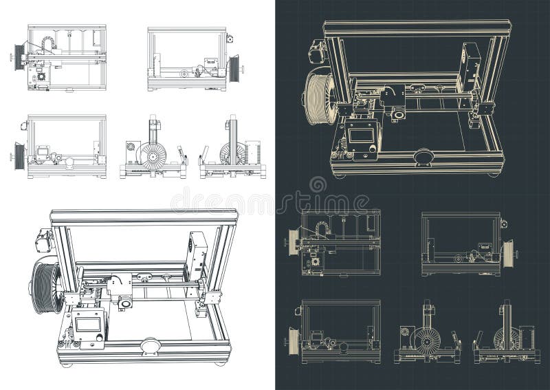 3D printer blueprints stock vector. Illustration of object - D Printer Blueprints StylizeD Vector Illustration 246436585