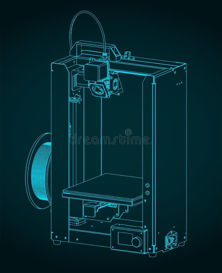 3D Printer blueprints stock vector. Illustration of modern - D Printer Blueprints StylizeD Vector Illustrations 258661484