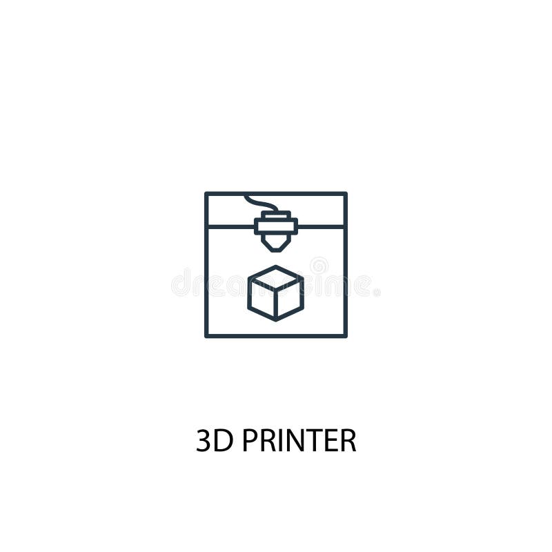 3d printer concept line icon. Simple royalty free illustration