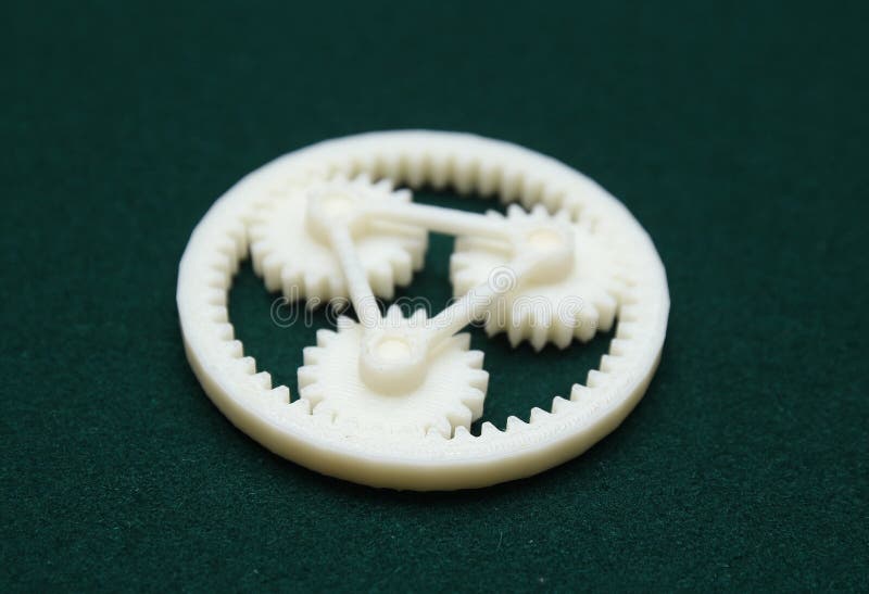 3D Printer - Print model Three Gear mechanism royalty free stock photography