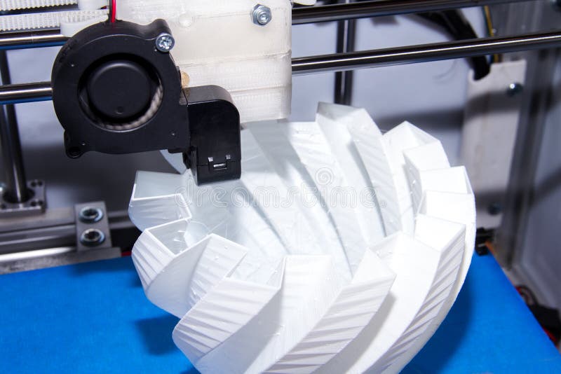 3D printer prints difficult shaped detail royalty free stock image