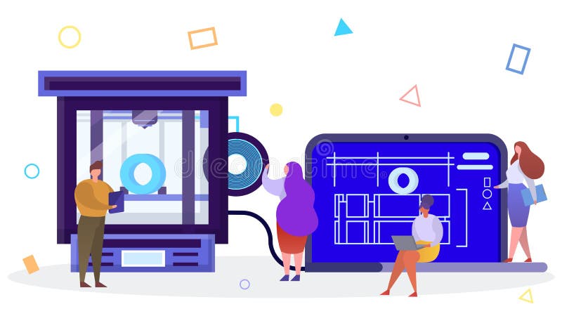 3d printing technology in flat style vector illustration. stock illustration 3d printing technology in flat style vector illustration. stock illustration