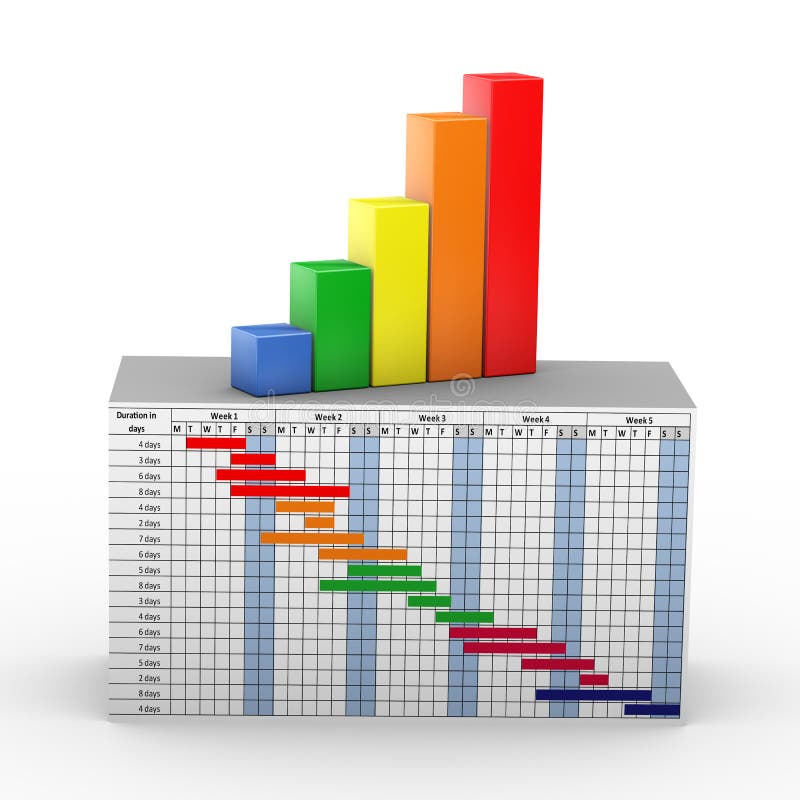 3d gantt chart progress stock illustration. Illustration of ...