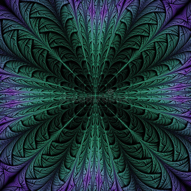 3d purple green kaleidoscopic fractal pattern royalty free illustration