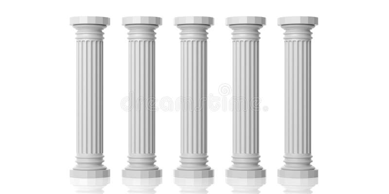 3d que rende cinco colunas de mármore brancas