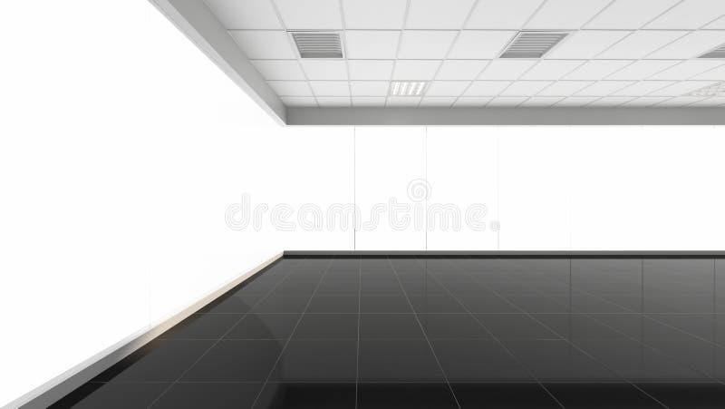 Renderização 3D de um escritório vazio com fundo branco, interior ilustração do vetor