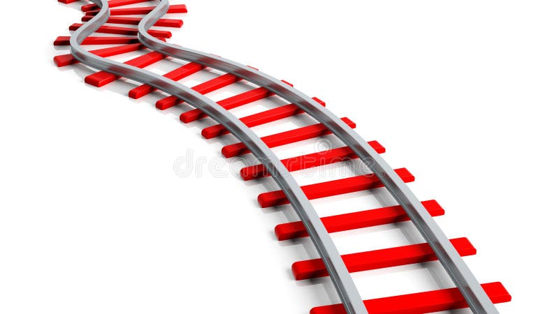 3D que rende a trilha railway vermelha