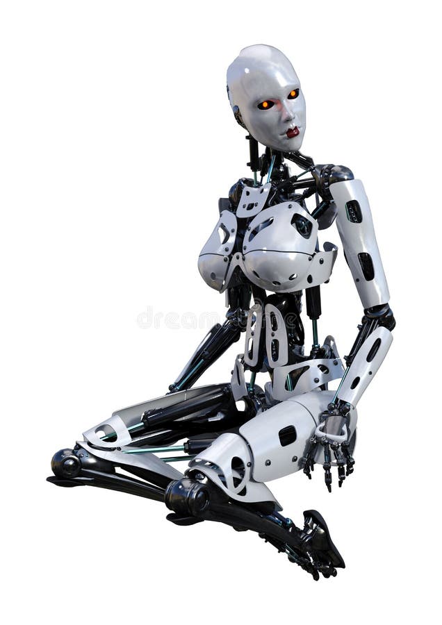 3D que rinde el robot femenino en blanco libre illustration 3D que rinde el robot femenino en blanco libre illustration
