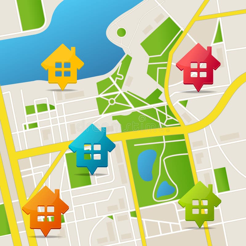 3d realista detalló el fondo de los pernos de Real Estate del mapa de la ciudad Vector libre illustration 3d realista detalló el fondo de los pernos de Real Estate del mapa de la ciudad Vector libre illustration