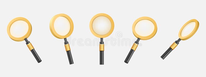 3D realistic magnifier lens. Minimal details. Transparency magnifying glass. Search tool. Analyze monitoring or research