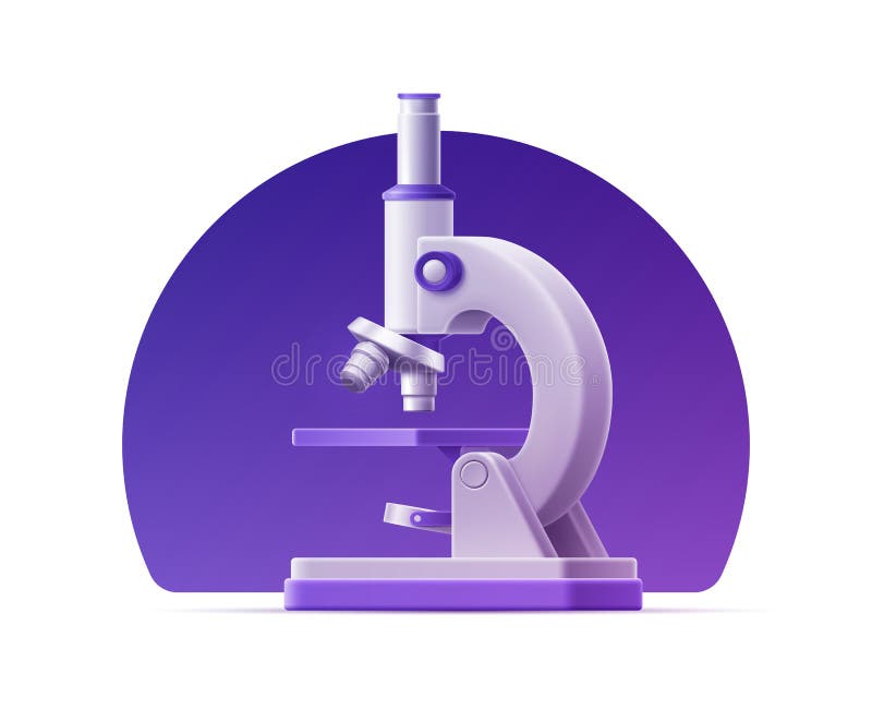 3d Realistic Microscope on the Background of a Purple Shape. Isolated  Cartoon Illustration Stock Vector - Illustration of medical, object:  214715931