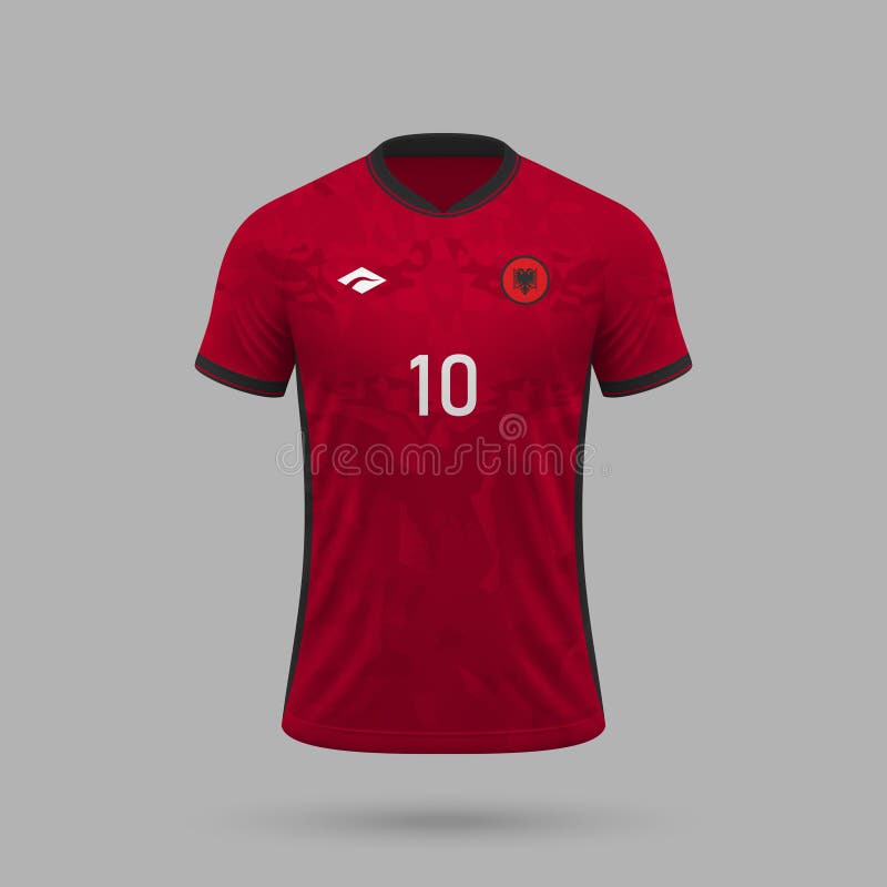 3d Realistic Soccer Jersey Albania National Team 2024 Stock Vector