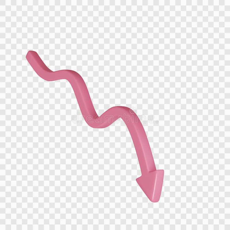 3D Red Arrow Down. Trade Infographic Crisis and Statistics. Falls and