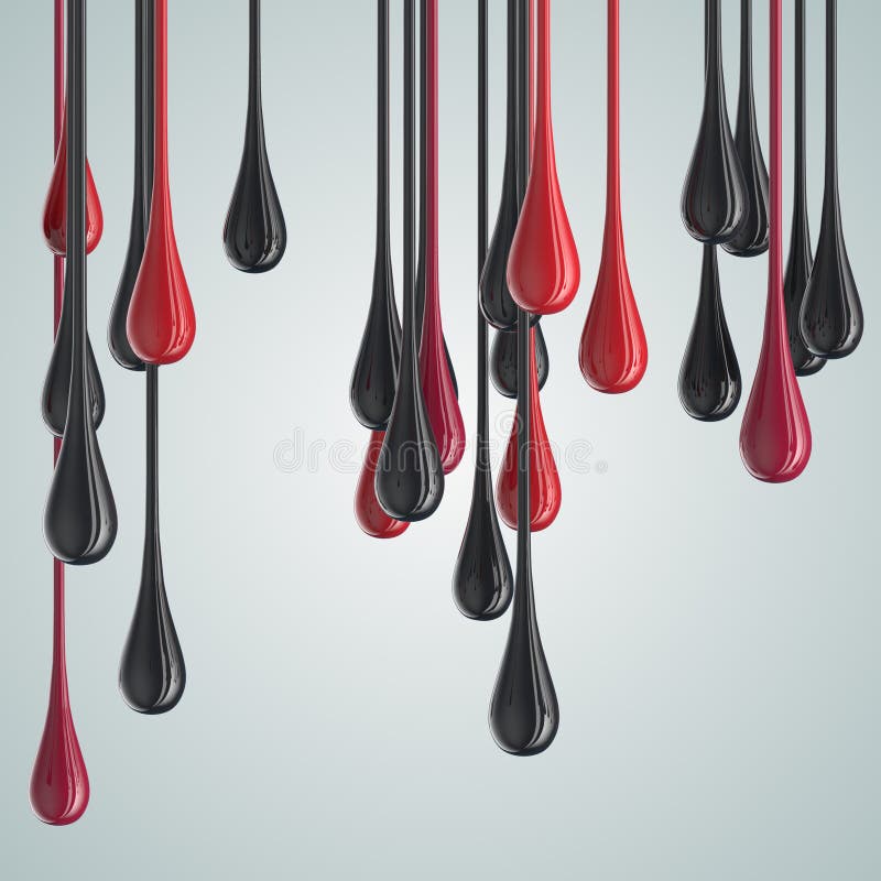 3D Red and Black Glossy Paint Drop Blobs Stock Illustration ...