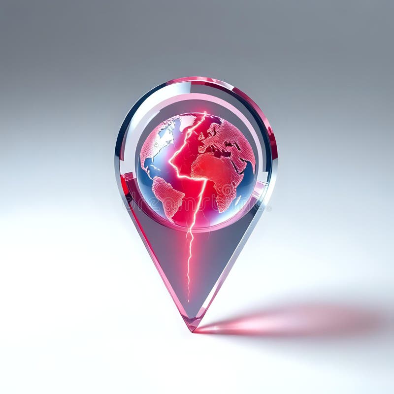 3D Red Crystal Map Pin Pointer Isolated on White Background. Image. royalty free illustration.