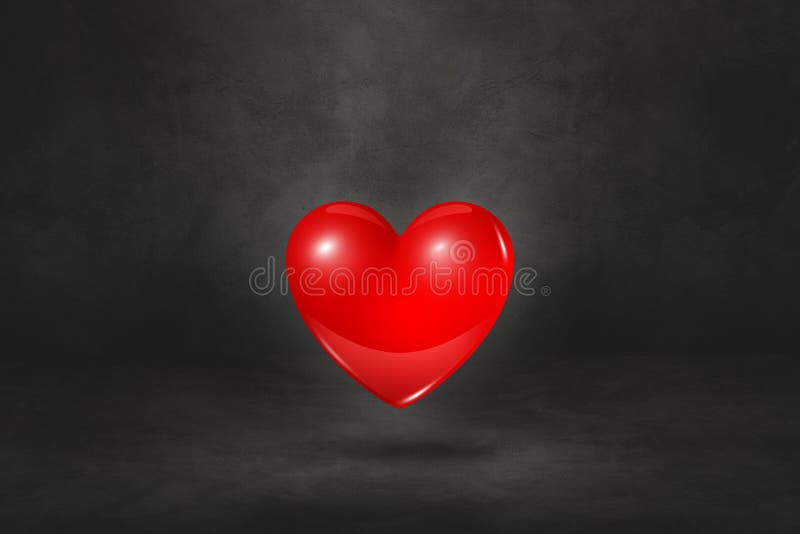 3D Red Heart on a Black Studio Background Stock Illustration - Illustration  of isolated, floor: 204984095