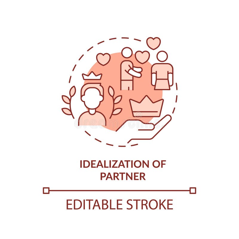 2D editable thin line icon idealization of partner concept, monochromatic isolated vector, red illustration representing codependent relationship. 2D editable thin line icon idealization of partner concept, monochromatic isolated vector, red illustration representing codependent relationship.