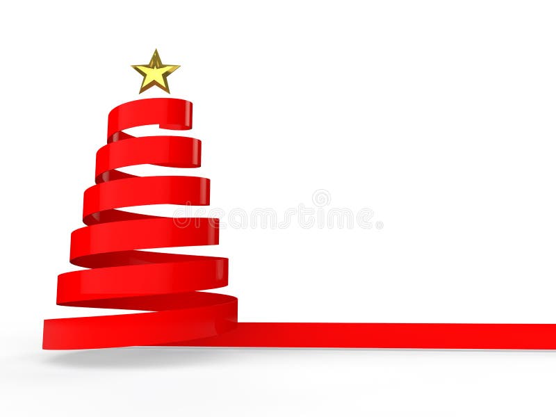 3d Red Ribbon Christmas Tree Stock Illustration Illustration of golden, symbol 61445925