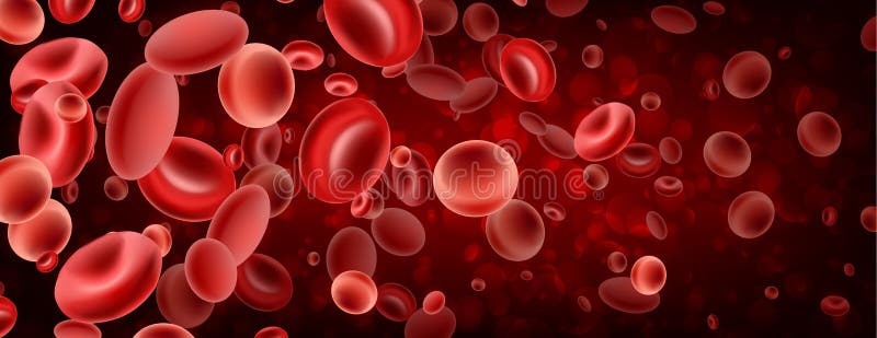 3d red streaming blood cells banner. royalty free illustration