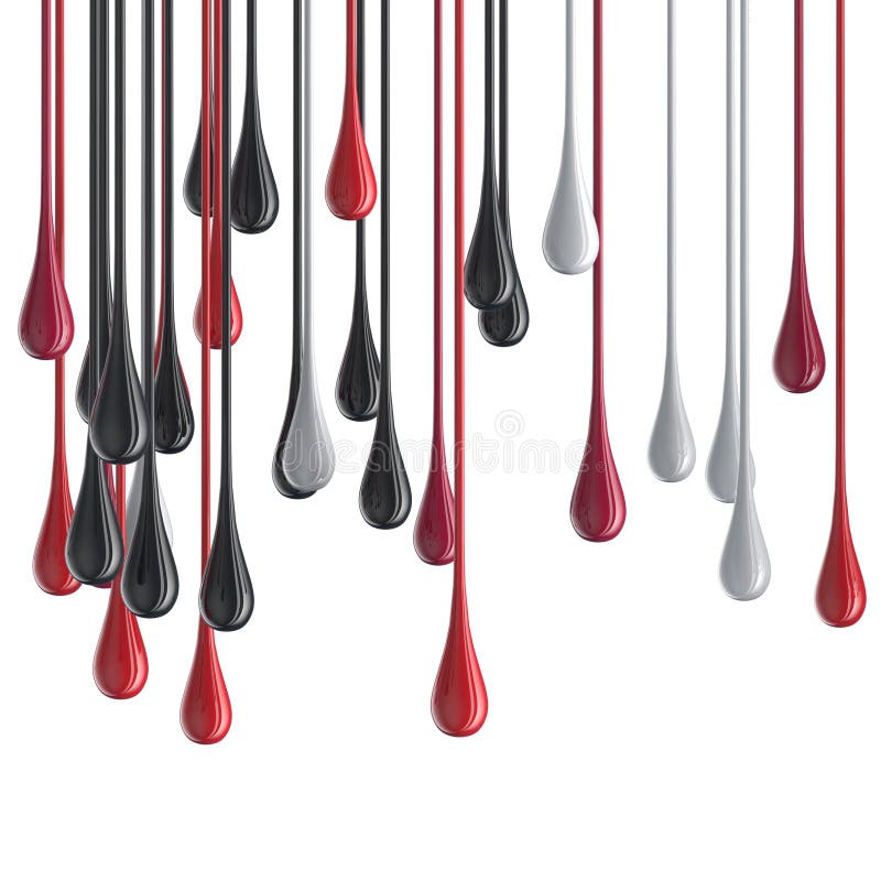 3D red, white and black glossy paint drop blobs vector illustration 3D red, white and black glossy paint drop blobs vector illustration