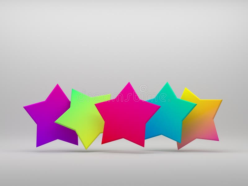3d redare cinci stele colorate vector illustration