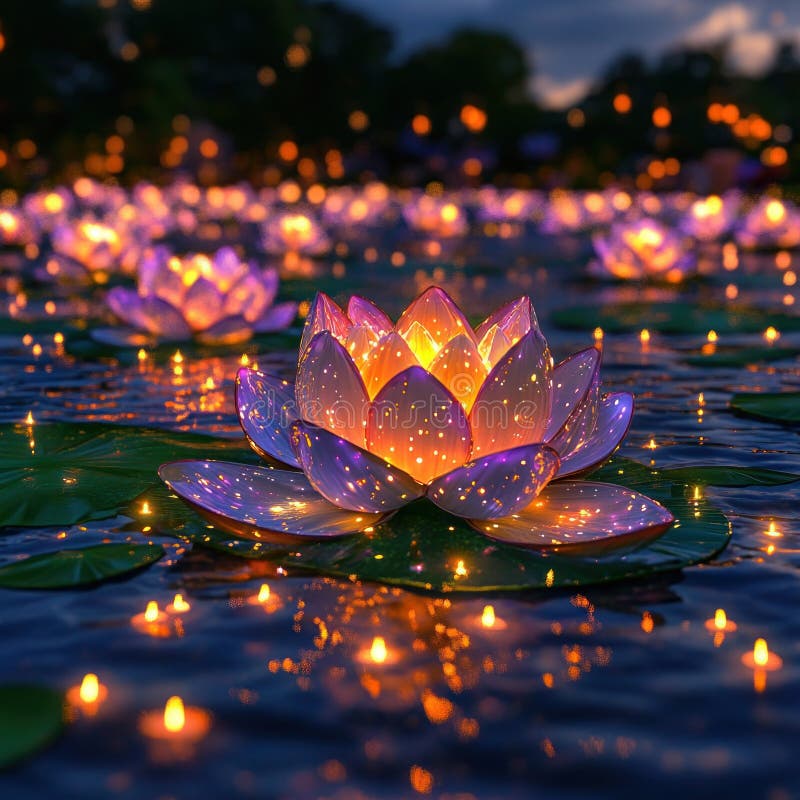 3D redare Loy Krathong Floare plutitoare fundal pentru Loy Krathong Festival royalty free stock photos