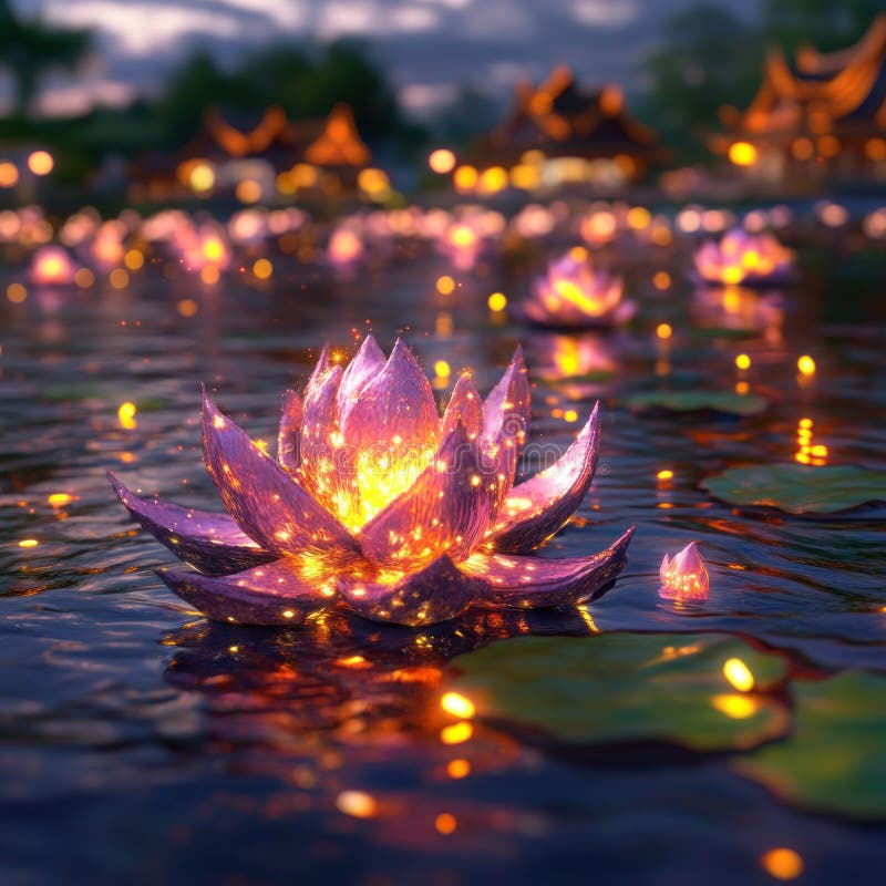 3D redare Loy Krathong Floare plutitoare fundal pentru Loy Krathong Festival stock image
