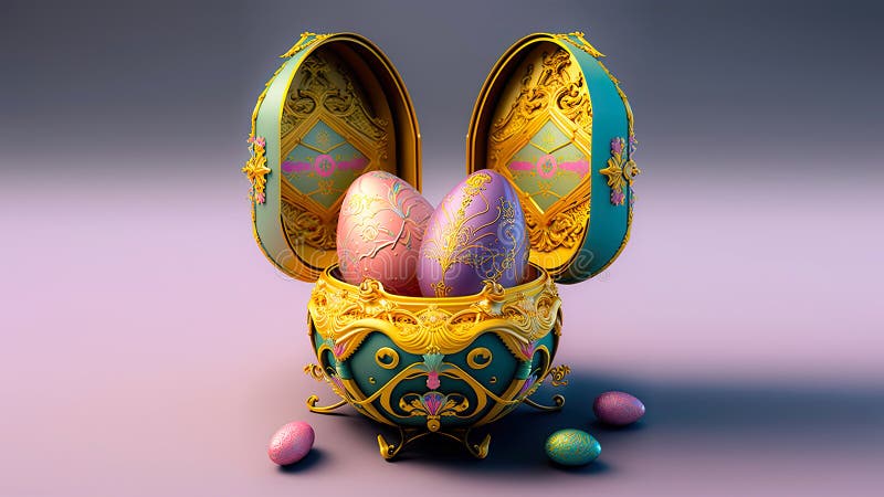3d redarea cutiei pentru ouă florale pe fond gri și roz și spațiu pentru copiere. paște fericit vector illustration