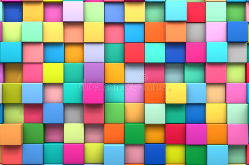 3d redarea fundalului abstract al cuburilor multicolore stock illustration