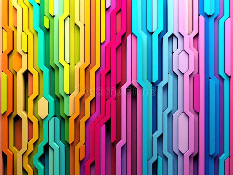 3d redarea fundalului abstract al formelor de linii multicolore stock illustration