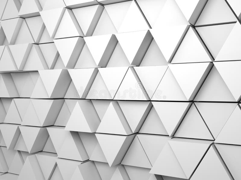Abstract white background pattern with regular extruded triangles pattern on wall, 3d render illustration. Abstract white background pattern with regular extruded triangles pattern on wall, 3d render illustration