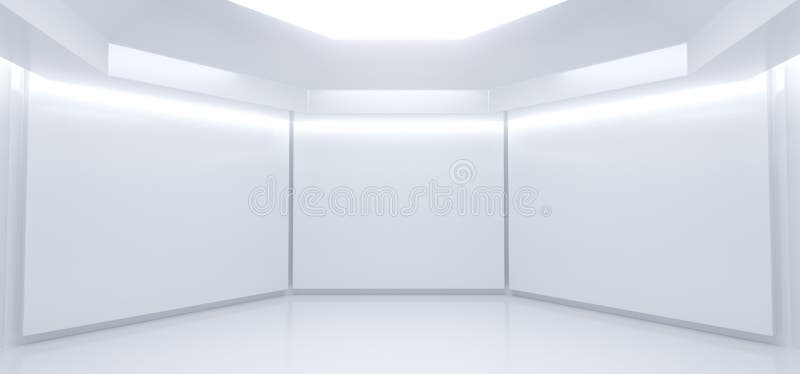 Realistic Empty White Room With Lights