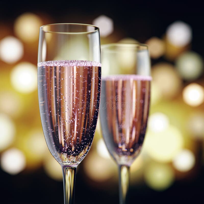 3D rendant deux verres avec du vin rose de champagne illustration stock 3D rendant deux verres avec du vin rose de champagne illustration stock