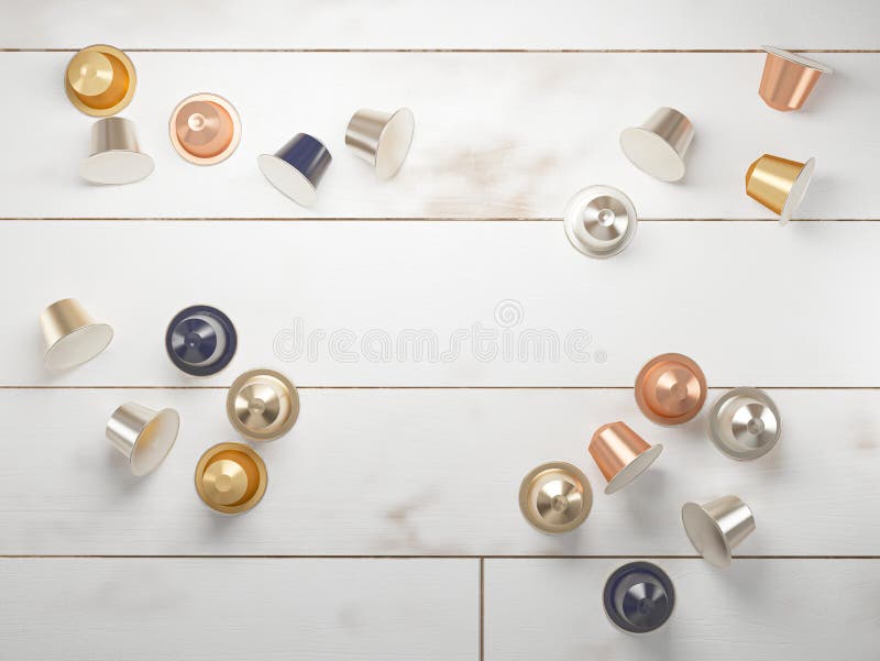 3d rendem de diversas cápsulas do café do café ilustração do vetor